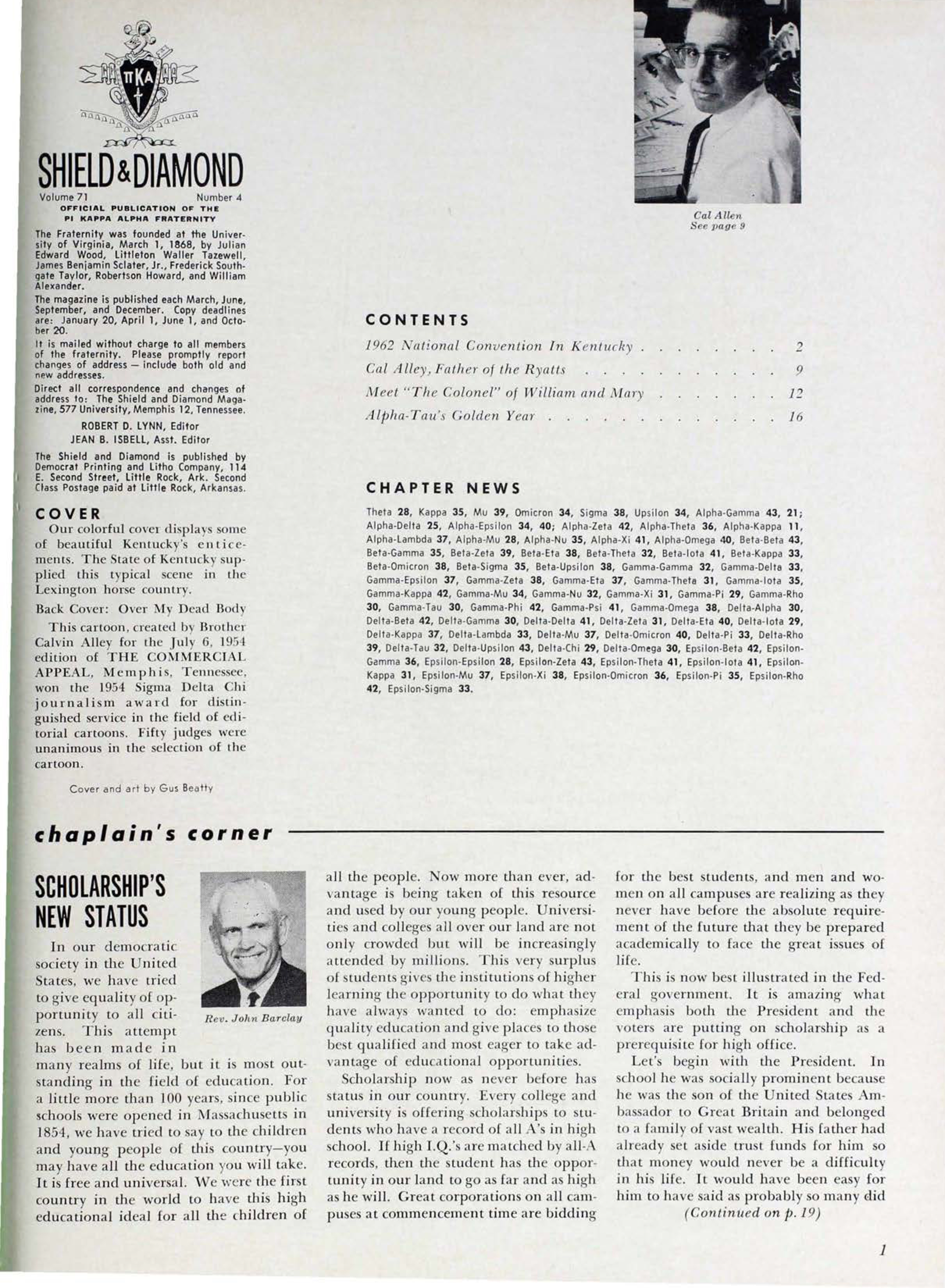 Chaplain's Corner: Scholarship's New Status